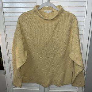 BRYN WALKER Butter Yellow Cotton Sweater Medium
